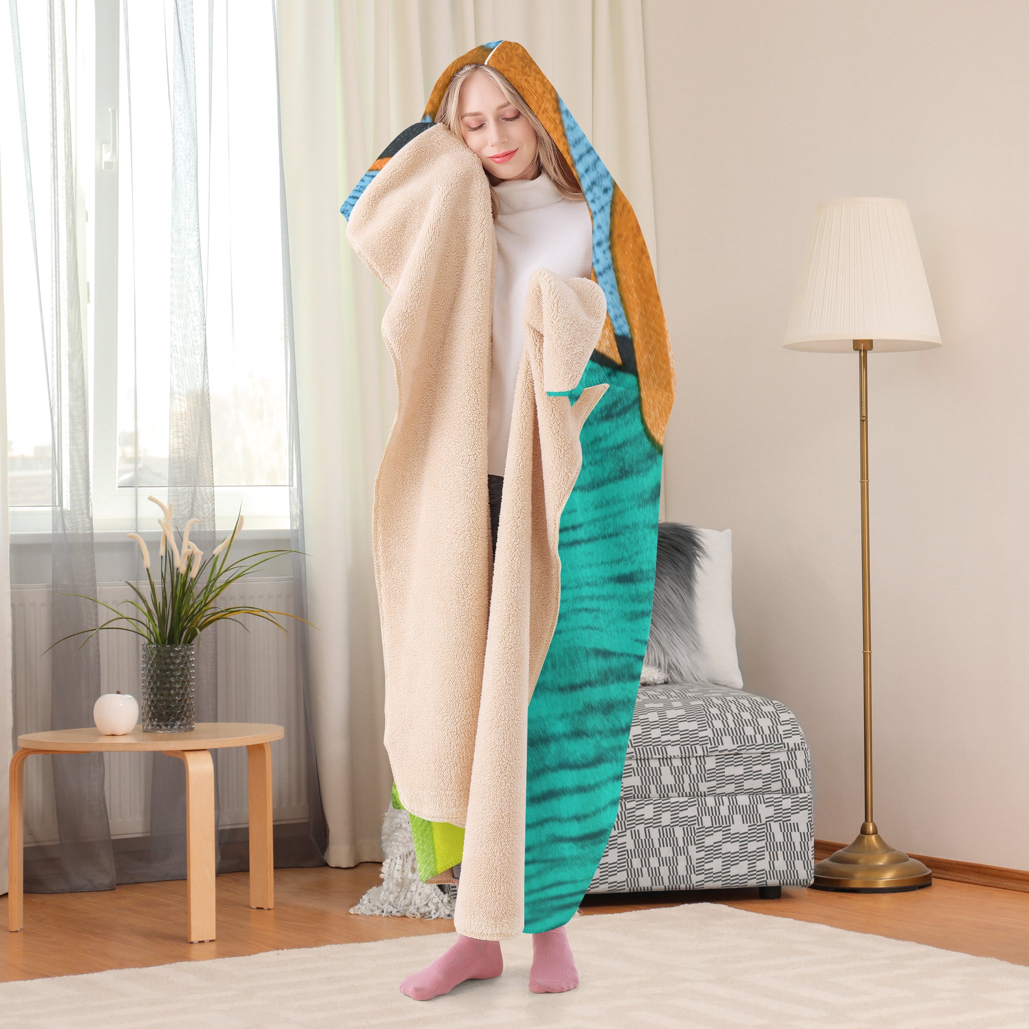 320. Casual Dual-Sided Stitched Hoodie Blanket